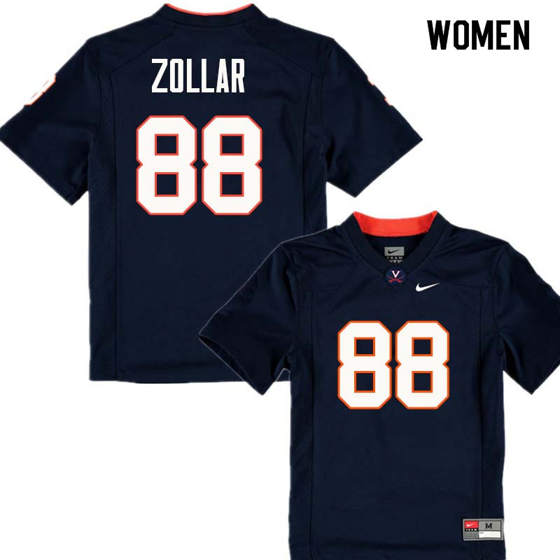 Women #88 Justin Zollar Virginia Cavaliers College Football Jerseys Sale-Navy - Click Image to Close